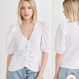 Nation LTD Giada Gathered top - white shirt - worn once - size Small